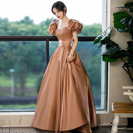 Lovely A line satin long prom gown princess dress  8958