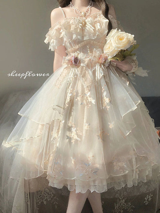 Vintage Ball Gown Off The Shoulder Lace Summer Long Holiday Dresses 16th Birthday Dress Lolita Dress Flowers Birthday Outfits W1131