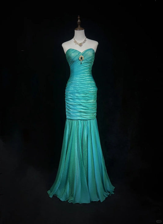 Green Gorgeous Shiny Elegant Long Tulle Mermaid Slim Fit Sequin Ball Gown Evening Gown Party Dress Prom Gown gh3848