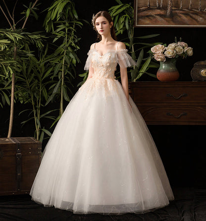 Cute tulle lace long prom dress A line evening gown  10086