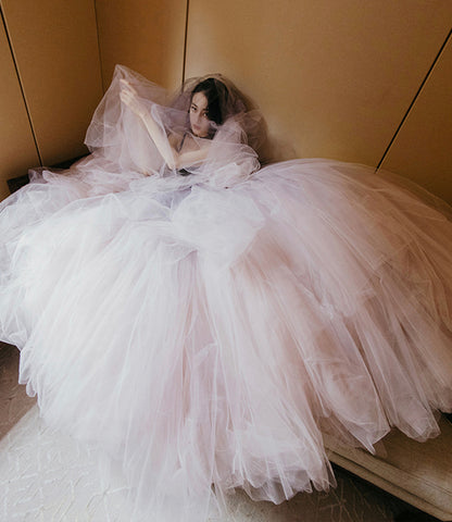 Cute tulle long prom dress A line evening gown  10570