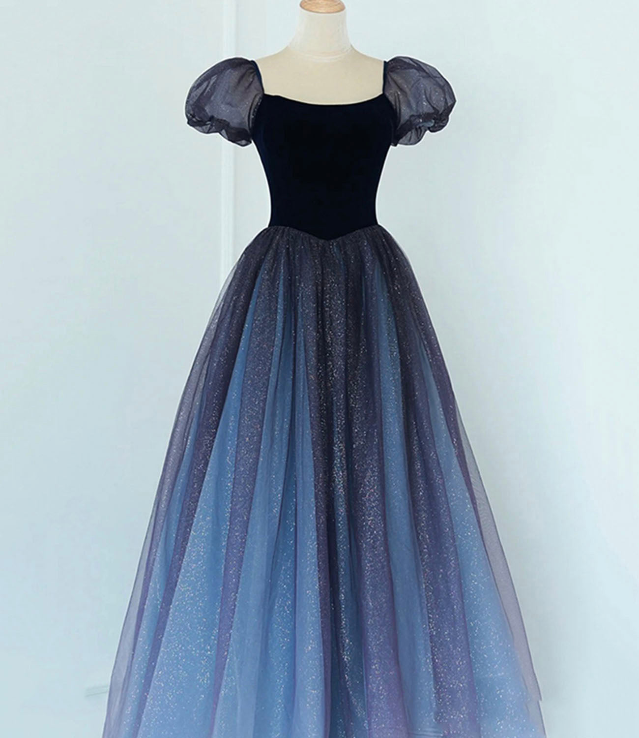Cute tulle long prom dress A line evening gown  10164