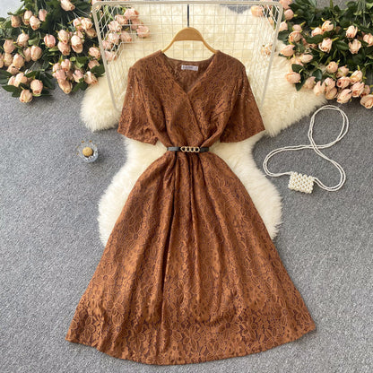 Cute V Neck Lace Short Dress A Line Fashion Dress  10668