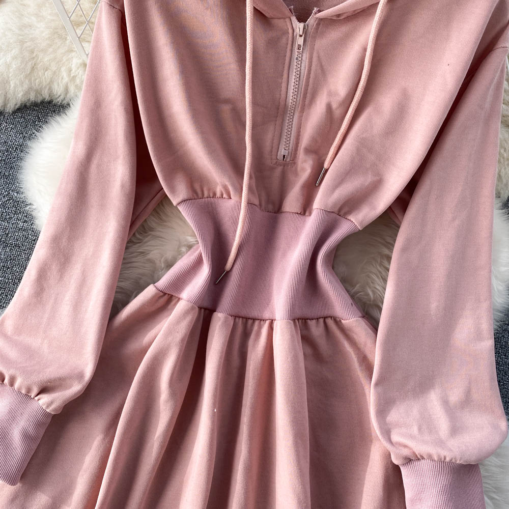 Casual Hooded A Line Dress  10787