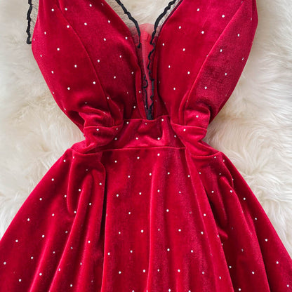 Sexy V Neck Short A Line Dress Fashion Dress  10893
