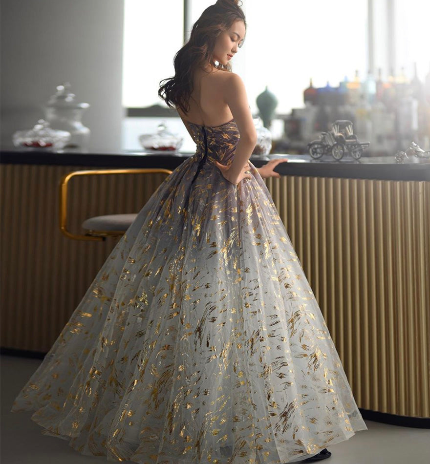 A line tulle long prom gown formal dress  8466