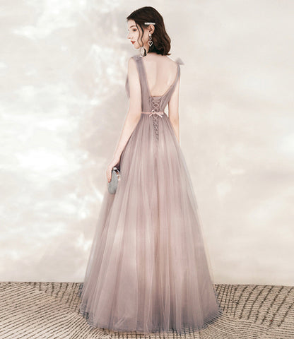 Cute tulle long A line prom dress evening dress  10543