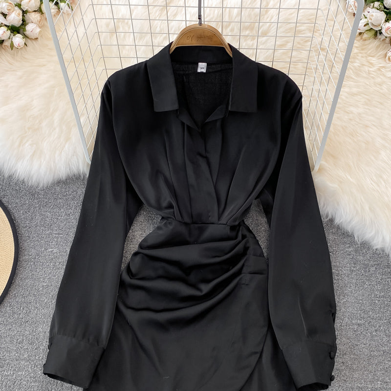Fashionable Irregular Shirt Long Sleeve Dress  10828