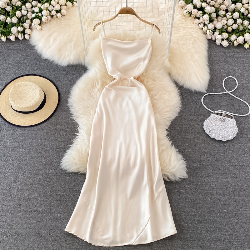 Simple Satin Short Dress Fashion Dress  10792