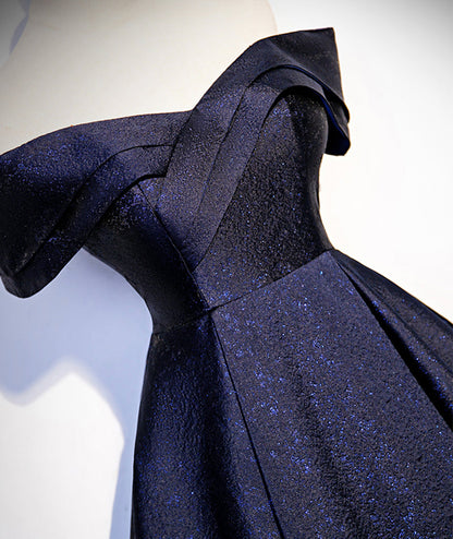 Blue Shiny Elegant Long Satin Ball Gown Evening Dress formal dress 8551