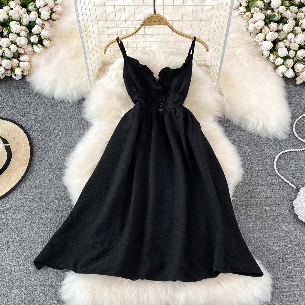 Fashion V-neck sleeveless backless suspender dress  11116