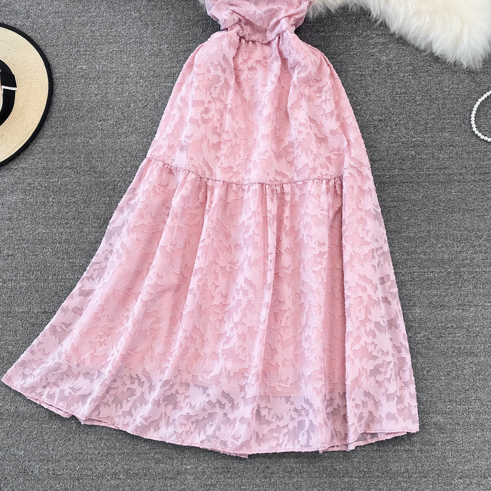 High waist slim A-line lace dress  11202