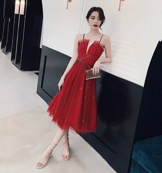 Cute tulle short A line prom dress party dress  8948