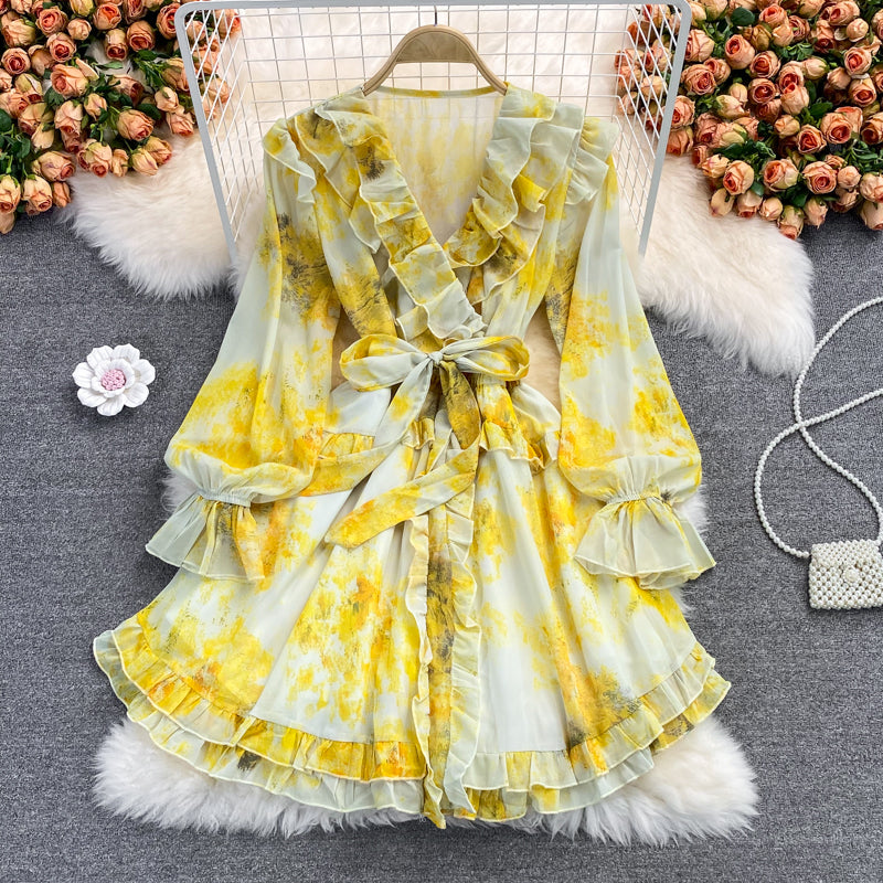 Cute V Neck Short Dress A Line Fashion Dress  10669