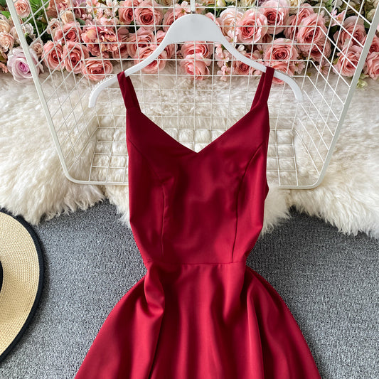 Simple V Neck Short Dress A Line Fashion Dress  10879