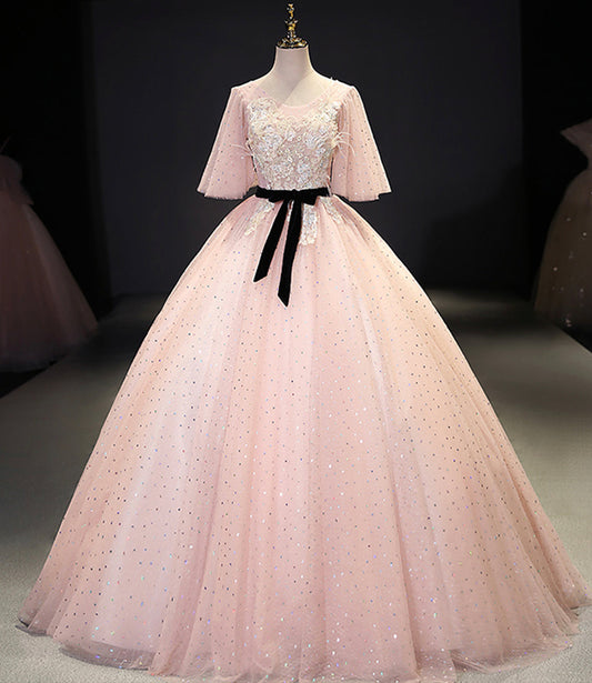 Pink tulle lace long ball gown dress fahion dress  8723