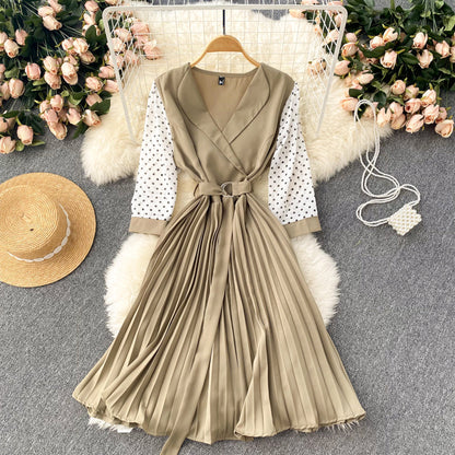 Cute V Neck Long Sleeve Dress A Line Fashion Dress  10667