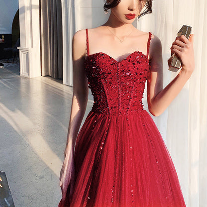 Cute sweetheart neck tulle beads long prom dress, formal dress  7965