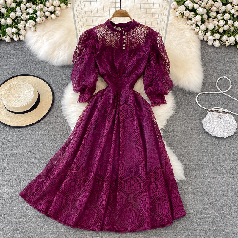 Cute Lace A Line Dress Lace Fashion Dress  10795