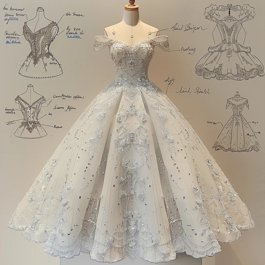 White gorgeous beaded applique exquisite long tulle ball gown evening gown wedding dress gh4724