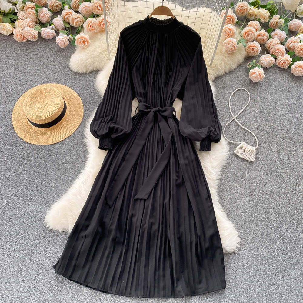 Simple Chiffon Long Sleeve Dress A Line Fashion Dress  10845