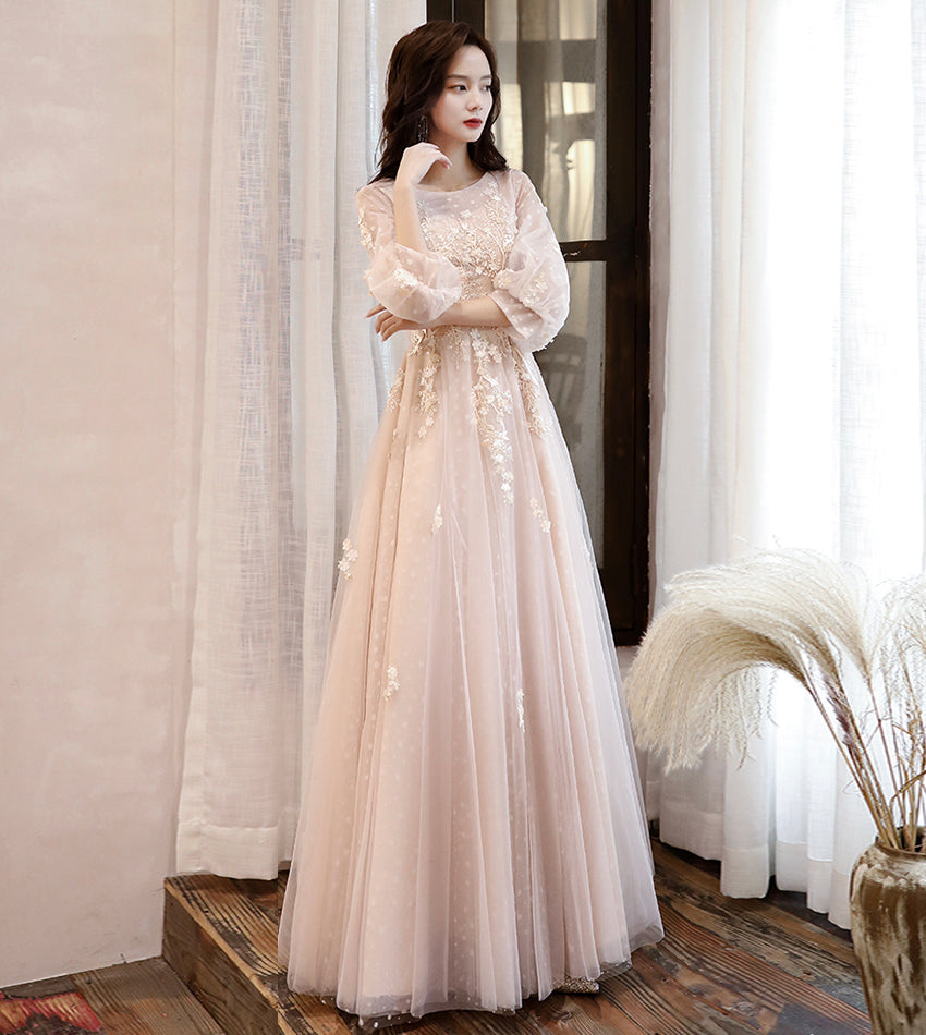Cute tulle lace long sleeve dress evening dress  8536