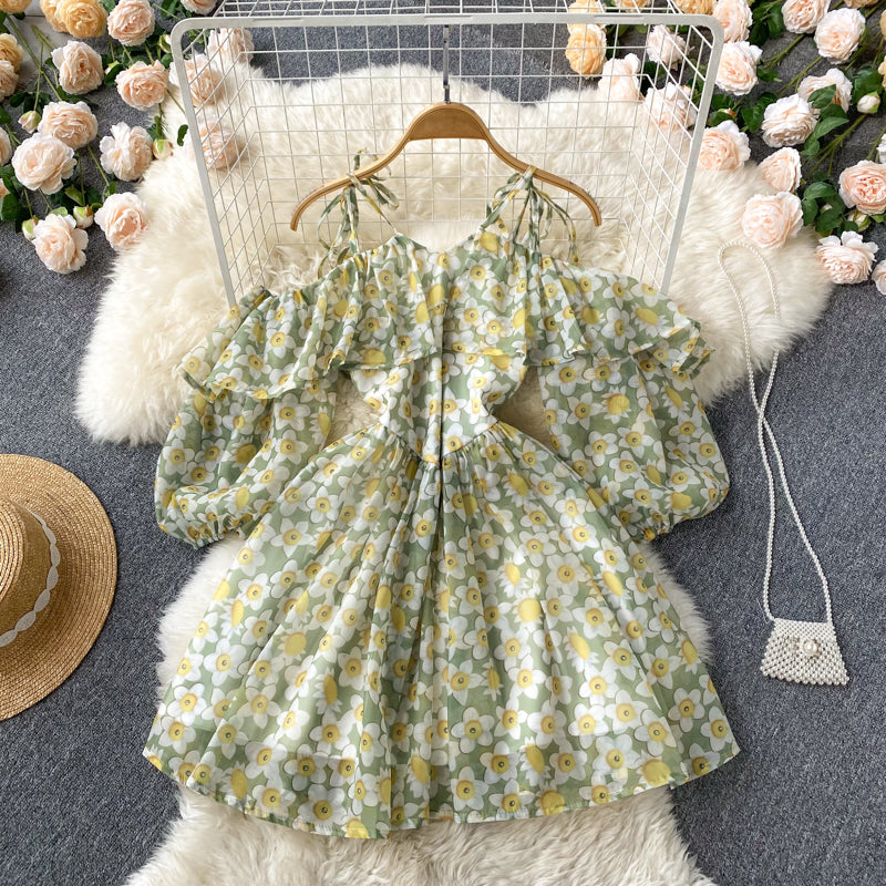 Green A Line Short Dress Fashion Dress  10660