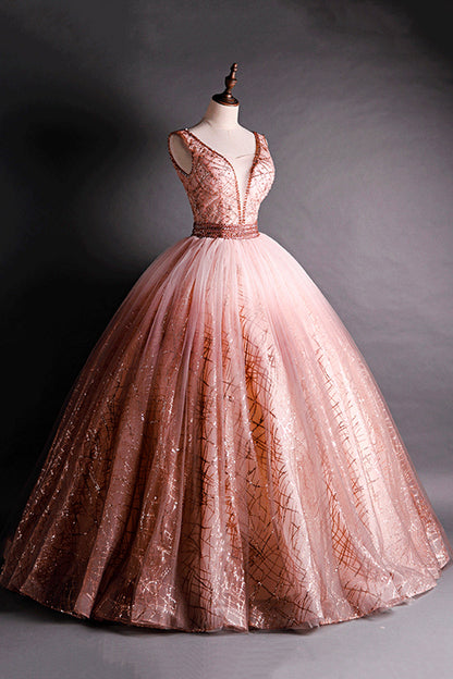 A line tulle sequins long ball gown dress formal dress  8590