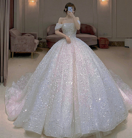 Amazing tulle sequins ball gown dress formal dress  8507