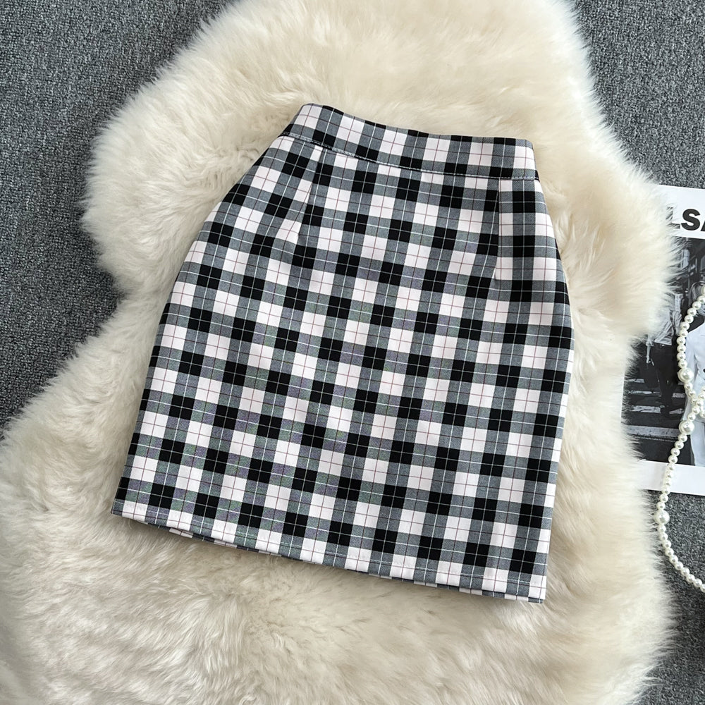 Age reducing college style leisure plaid skirt A-line skirt Hip Wrap Skirt  11269