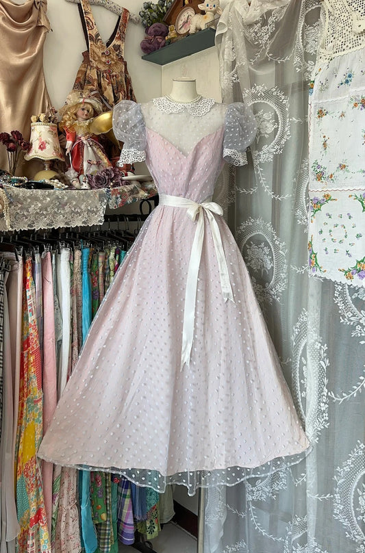 shopuniqlos-Pink vintage long chiffon Prom Dress Homecoming dress birthday dress gh5230