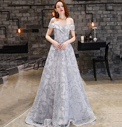 Elegant tulle long A line prom dress evening gown  10052