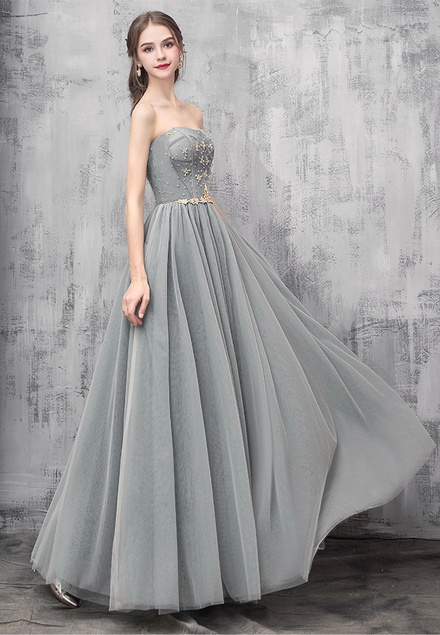 Cute tulle long prom dress evening dress  8493