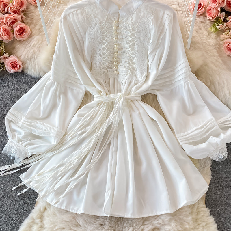 Sweet Lace Long Sleeve Dress Fashion Dress  10744