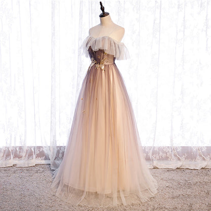 Cute tulle sequins long prom dress evening dress  8963