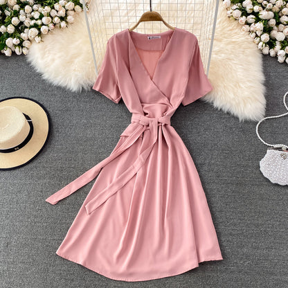 Simple V Neck Short Dress Fashion Dress  10865