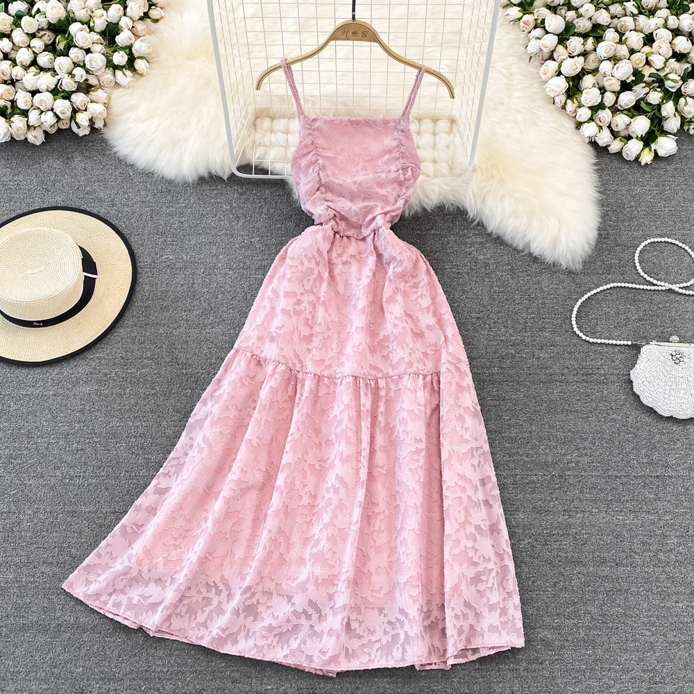 High waist slim A-line lace dress  11202