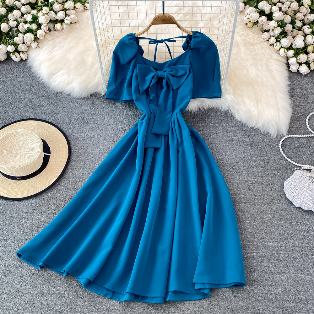 Cute Bow A Line Short Dress  10696