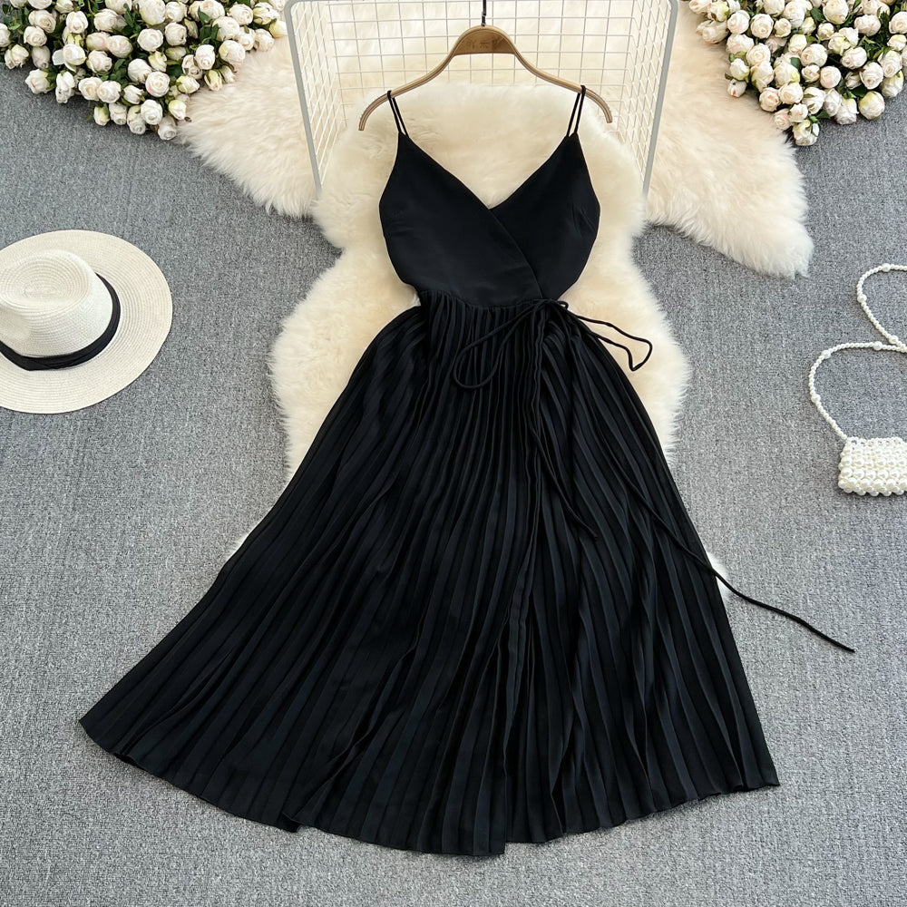 Edge fake style beach skirt sexy backless large Pleated Dress  11107