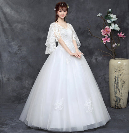 White v neck lace long prom gown evening gown  10033