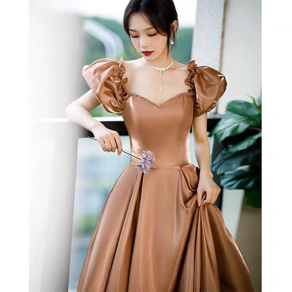 Lovely A line satin long prom gown princess dress  8958
