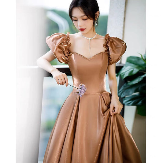 Lovely A line satin long prom gown princess dress  8958