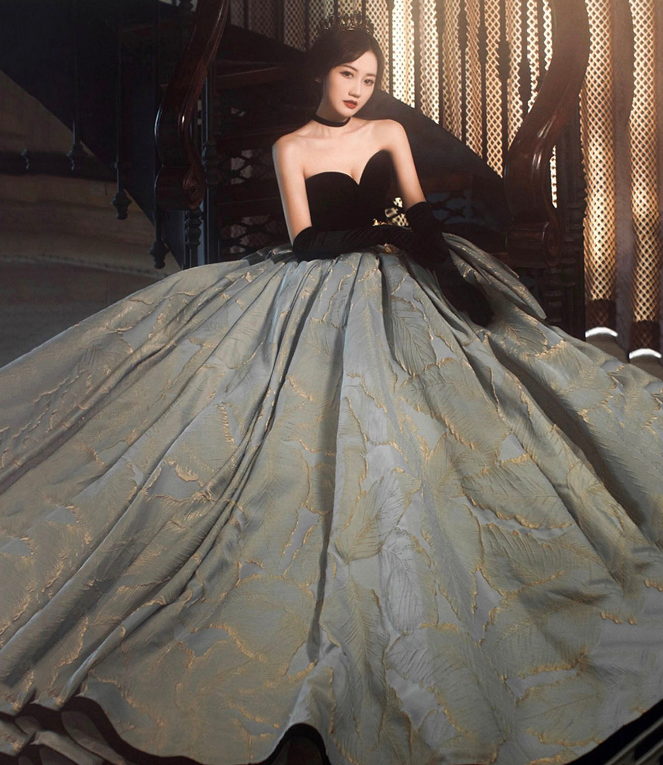 Amazing strapless lace long prom dress formal gown  10202