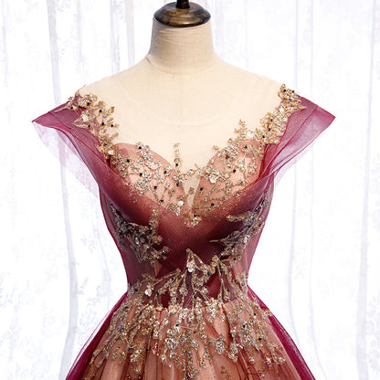 Stylish tulle sequins prom dress formal dress  8239