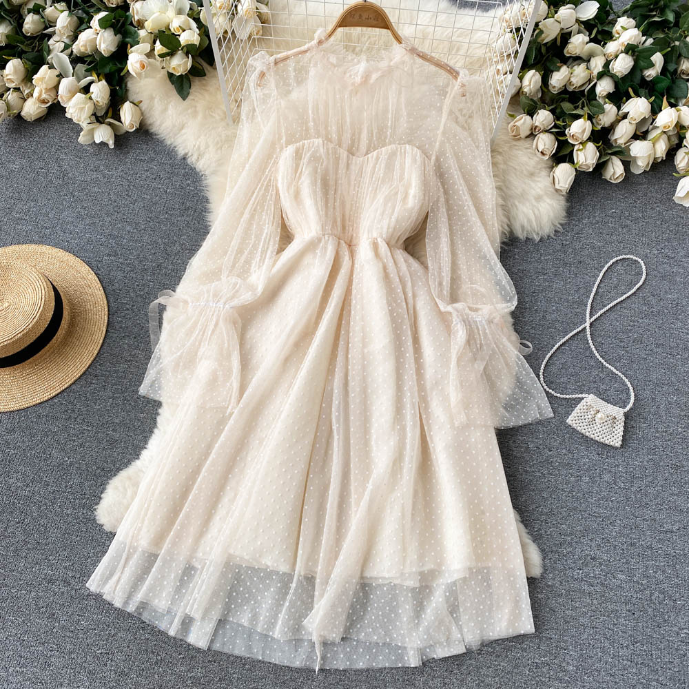 Cute Tulle Long Sleeve Dress Fashion Dress  10659