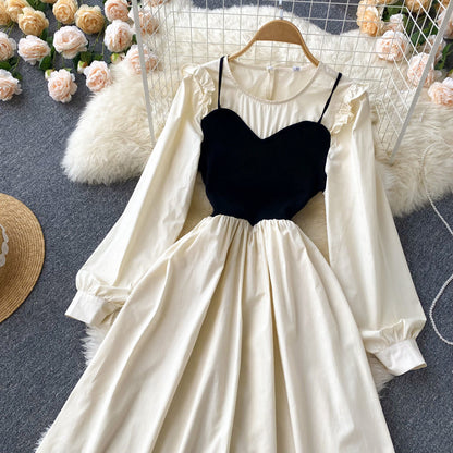 Cute A Line Long Sleeve Dress A Line Fashion Dress  10666