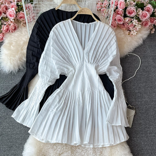 Unique V Neck Long Sleeve Dress Fashion Dress  10911