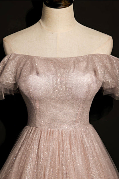 Shiny tulle sequins long A line prom dress evening dress  8700