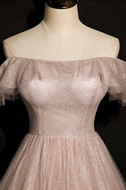 Shiny tulle sequins long A line prom dress evening dress  8700