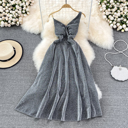 High end celebrity performance host banquet high waist slim dress  11134